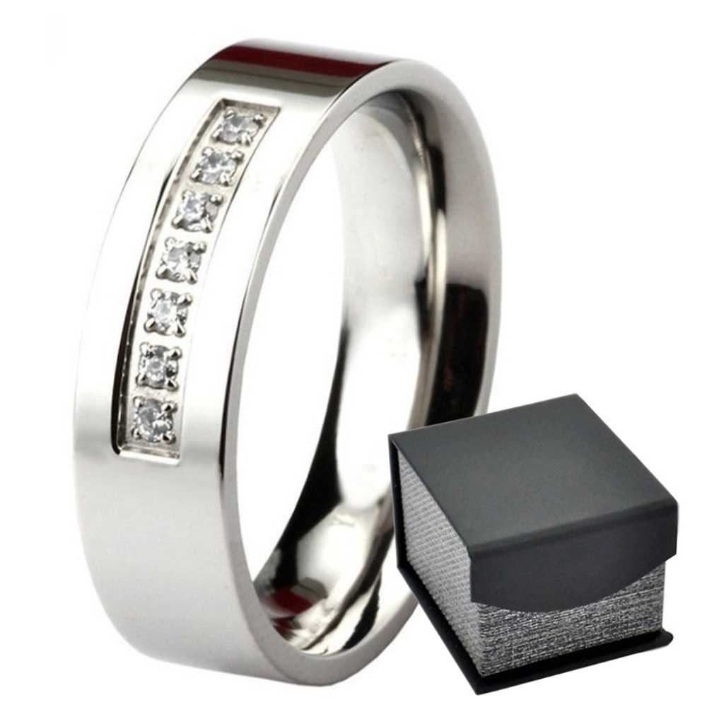 Men's 6 mm Wedding Anniversary Flat Band CZ Ring